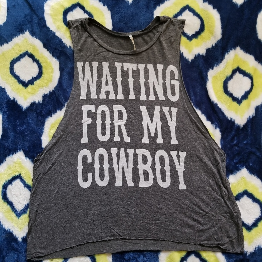 Cut-out 'Waiting For' Flowy Muscle Tank